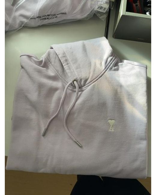 AMI Purple Ami De Coeur Logo-Embroidered Drawstring Hoodie for men