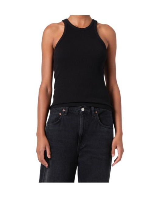 Agolde Black Rayne Crewneck Tank Top