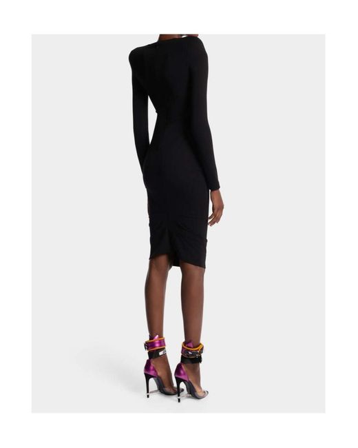 DSquared² Black Long-Sleeve Midi Dress
