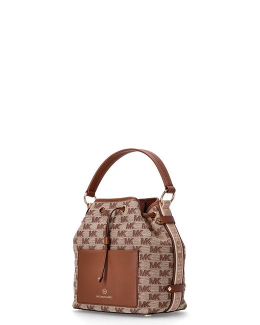 Michael Kors Brown Maeve Monogram-Print Bucket Bag