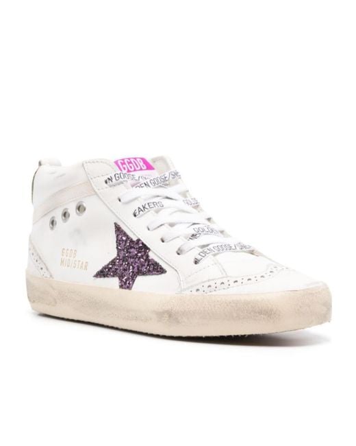 Golden Goose Deluxe Brand Natural Midstar Star Glittered Sneakers