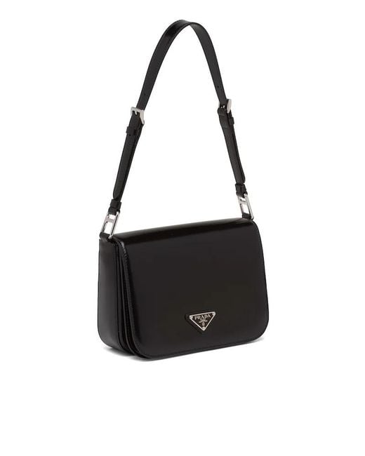 Prada Black Brushed Leather Shoulder Bag