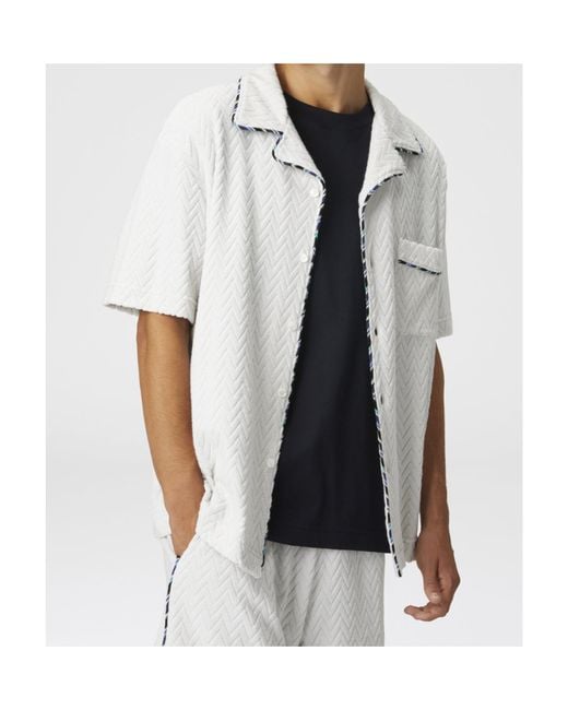Missoni White Zigzag Patterned Bowling Shirt for men