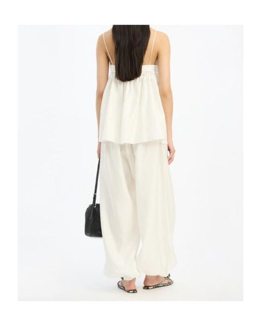 ROTATE BIRGER CHRISTENSEN White Striped Pleated A-Line Top