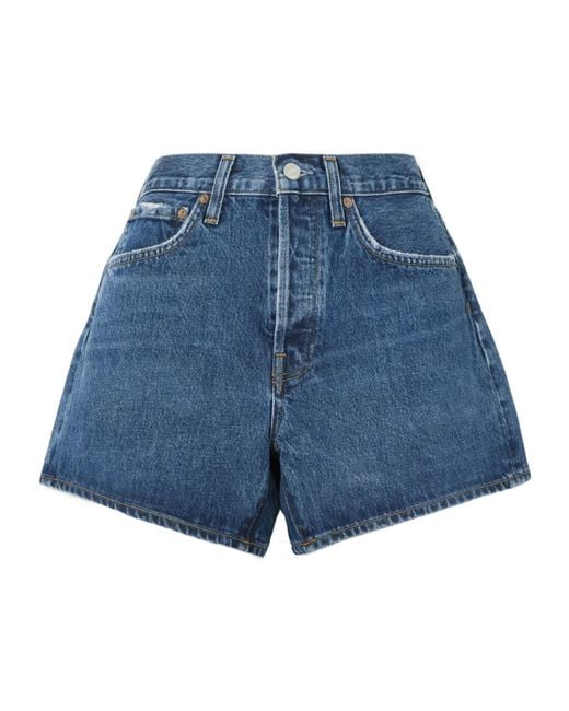 Agolde Blue High Waist Denim Shorts
