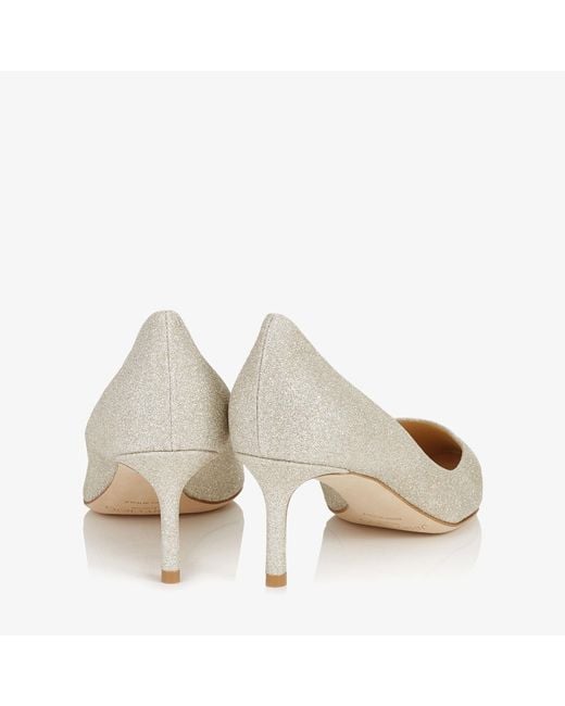 Jimmy Choo White Romy Glitter Pumps