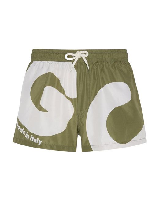 Gcds Green Logo-Print Swim Shorts for men