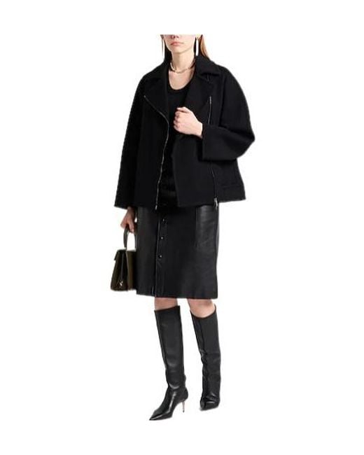 Max Mara Black Minimal Wool Long Coat