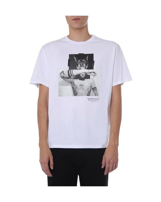 Neil Barrett White Printed T-Shirt With Round Neck for men
