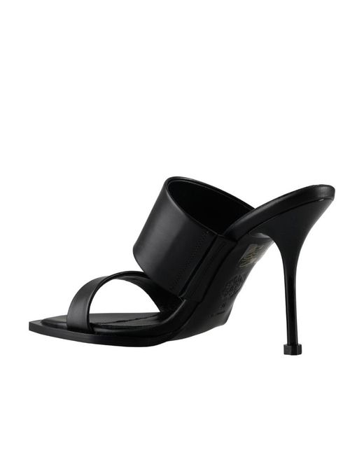 McQueen Black Square-Toe Heeled Sandals