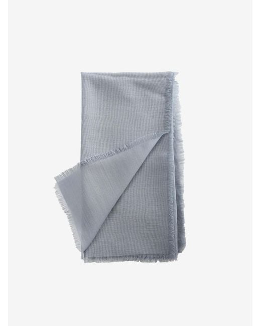 Rier Blue Logo Patch Frayed Edge Scarf for men