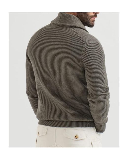 Brunello Cucinelli Green Malfilé-Cotton English-Rib Cardigan for men