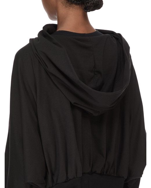 Rick Owens Black Temple Cropped Hooded Top