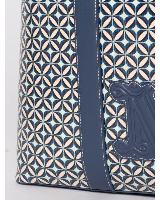 Max Mara Blue Farneto Monogram Tote Bag