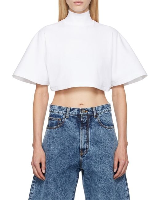 Alaïa White Alaïa Short-Sleeved Cropped T-Shirt