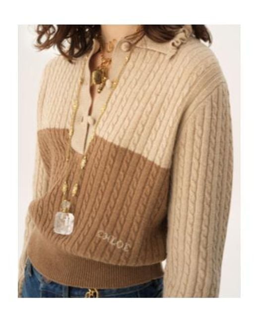 Chloé Natural Chloé Collared Knit Jumper