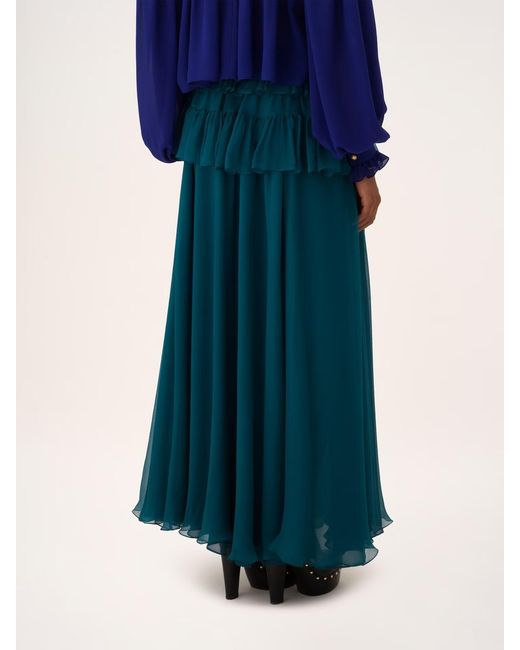 Chloé Blue Ruffled Maxi Skirt