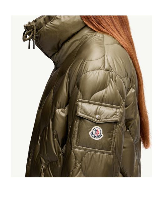 Moncler Green Lombi Hooded Mid Length Down Jacket