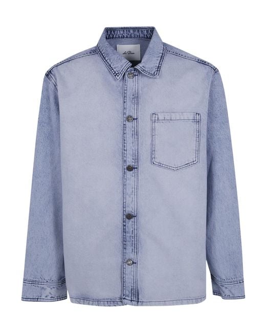 Les Deux Blue Bleached Denim Overshirt for men