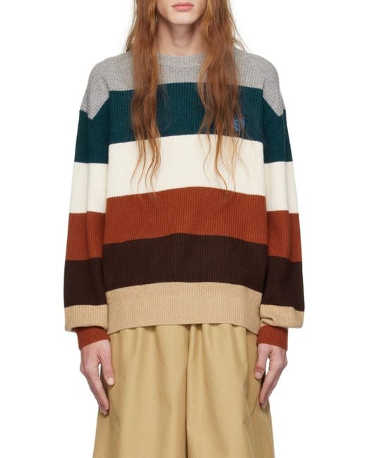 Maison Kitsuné Blue Maison Kitsuné Striped Knit Jumper for men
