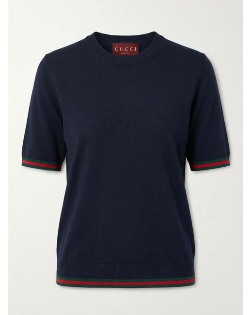 Gucci Blue Cashmere And Silk Top