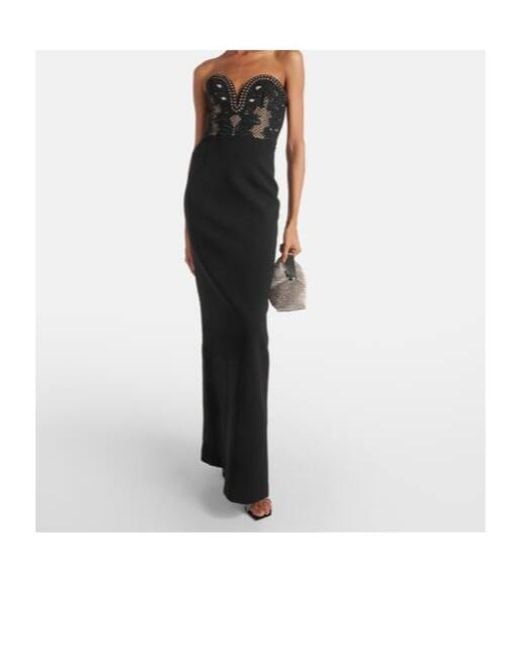 Rebecca Vallance Black Alisa Lace Bustier Gown