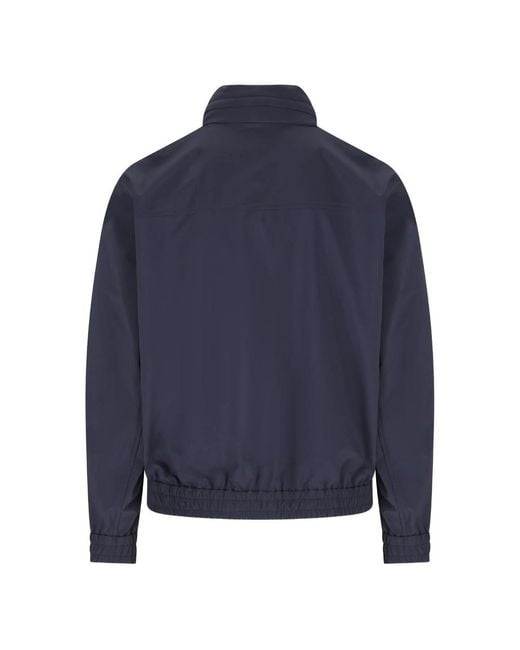 Brunello Cucinelli Blue Elasticated Hem Zipped Bomber Jacket for men