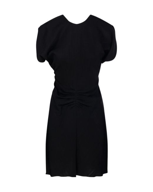 Victoria Beckham Black Gathered-Detail Mini Dress