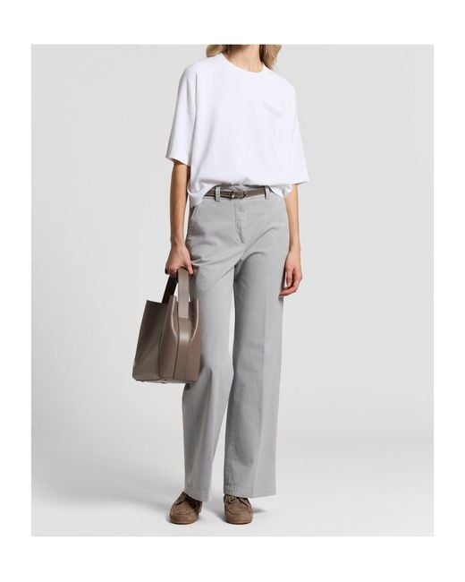 Peserico Gray Wide-Leg Pleated Pants