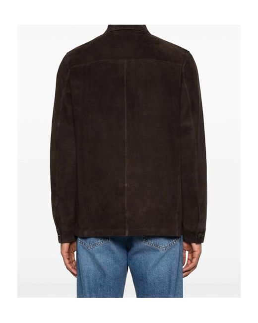 Moorer Brown Long-Sleeved Leather Jacket for men