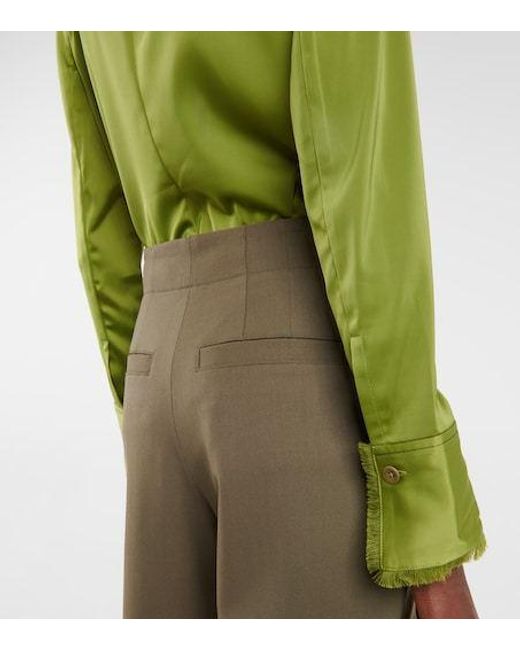 Proenza Schouler Natural Cutout High-Rise Wool-Blend Pants