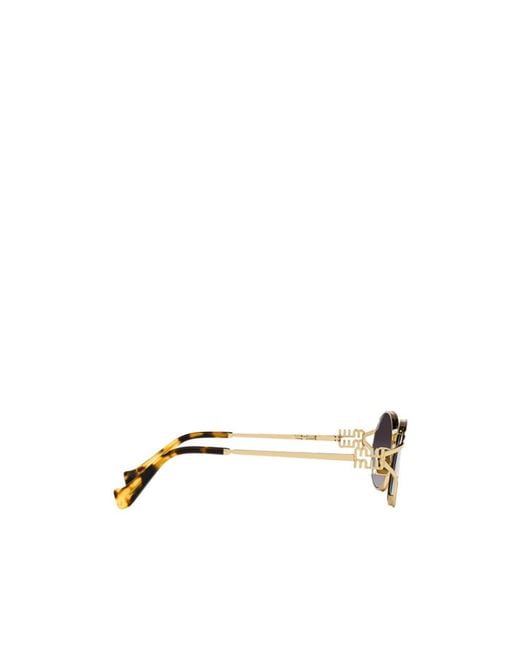 Miu Miu White Logo-Plaque Oval-Frame Sunglasses
