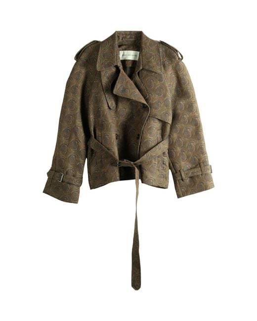 Dries Van Noten Green Ristos Double-Breasted Short Coat