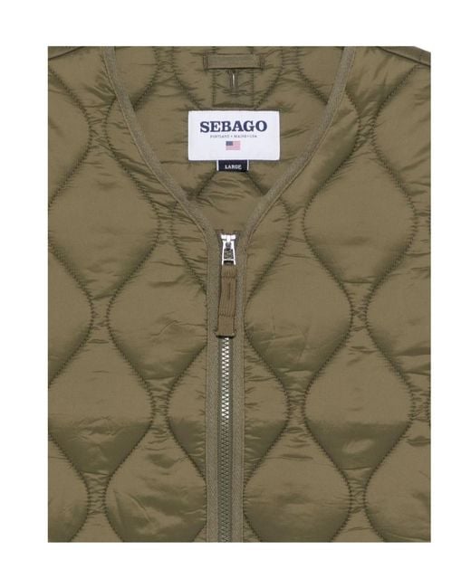 Sebago Green Quilted Zip-Front Vest for men