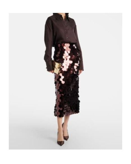 Roksanda Brown Sequined Midi Skirt