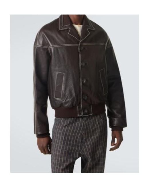Wales Bonner Black Time Leather Jacket for men