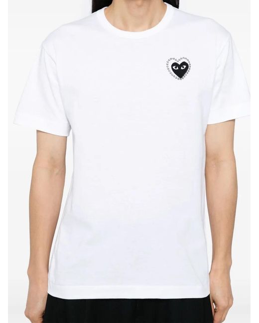 Comme des Garçons White Comme Des Garçons Play Logo Patch Crewneck T-Shirt for men