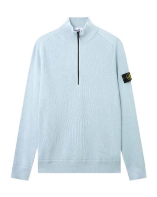 Stone Island Blue Regular-Fit Half-Zipper Sweater for men