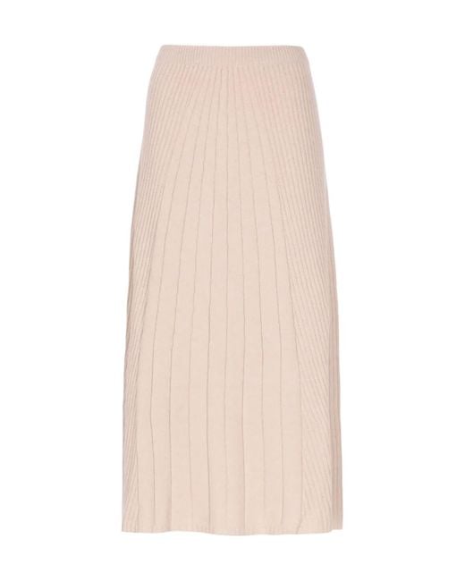 D.exterior Natural Ribbed Midi Skirt