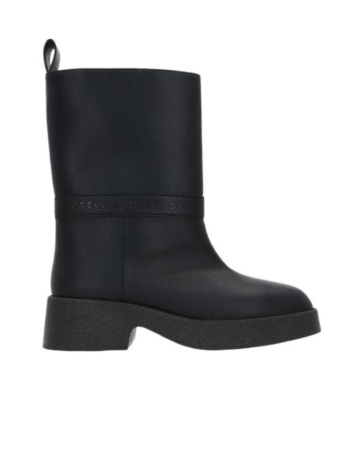 Stella McCartney Black Logo Lettering Pull-On Ankle Boots