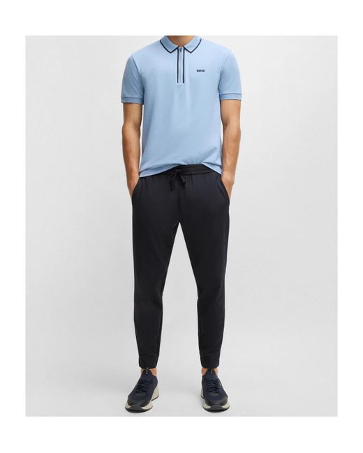 Boss Blue Logo-Embroidered Track Pants for men