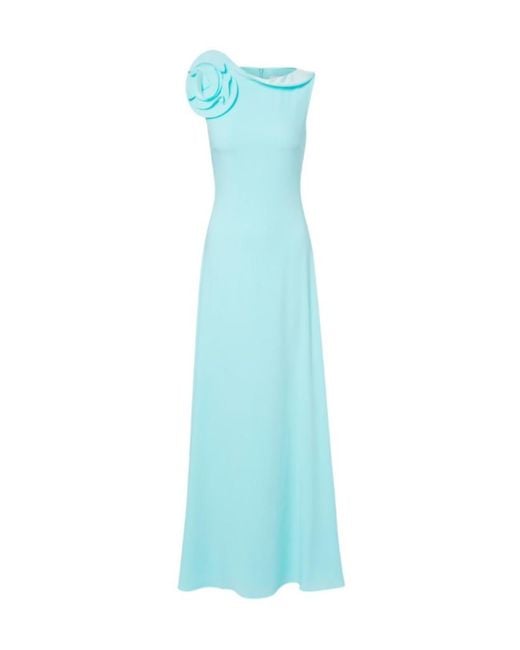 Roland Mouret Blue Floral-Applique Gown