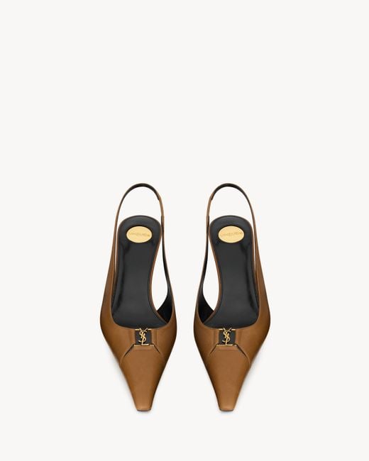 Saint Laurent Brown Babylone Breteuil Slingback Pumps