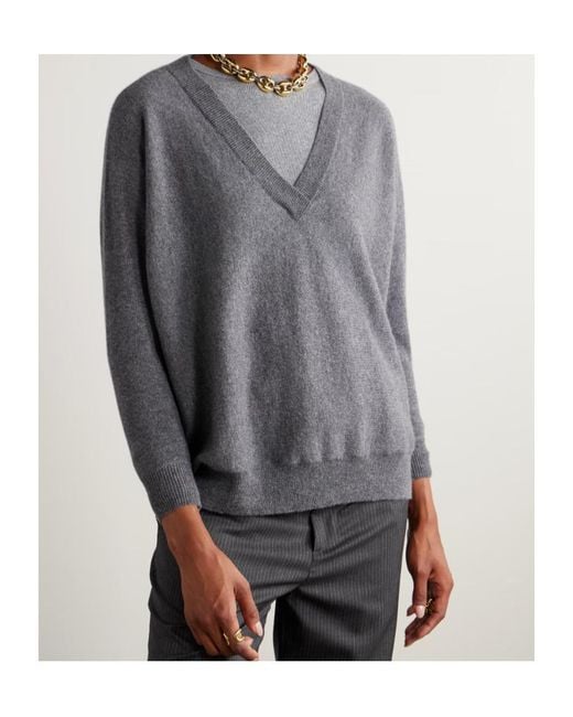 Lisa Yang Blue Ribbed V-Neck Knitted Sweater