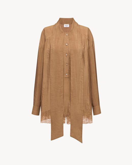 Saint Laurent Brown Lavallière Oversized Top