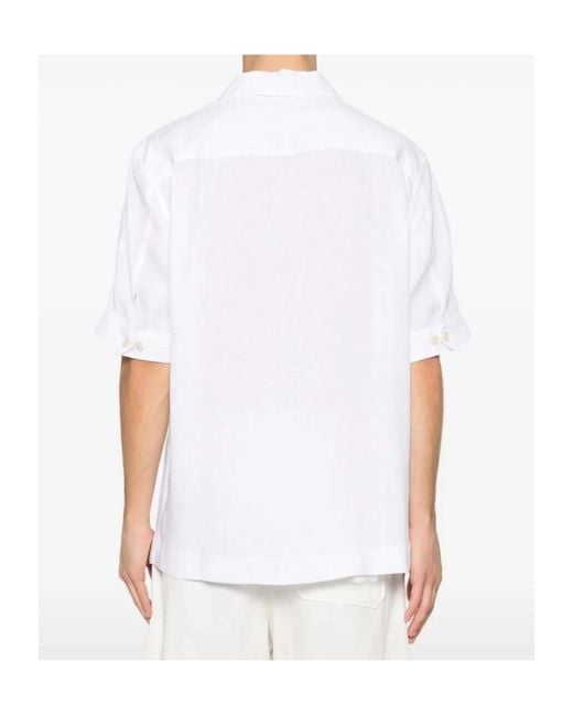 Brunello Cucinelli White Chest-Pocket Short-Sleeve Shirt for men