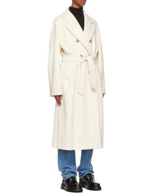 Max Mara White Madame Double-Breasted Coat
