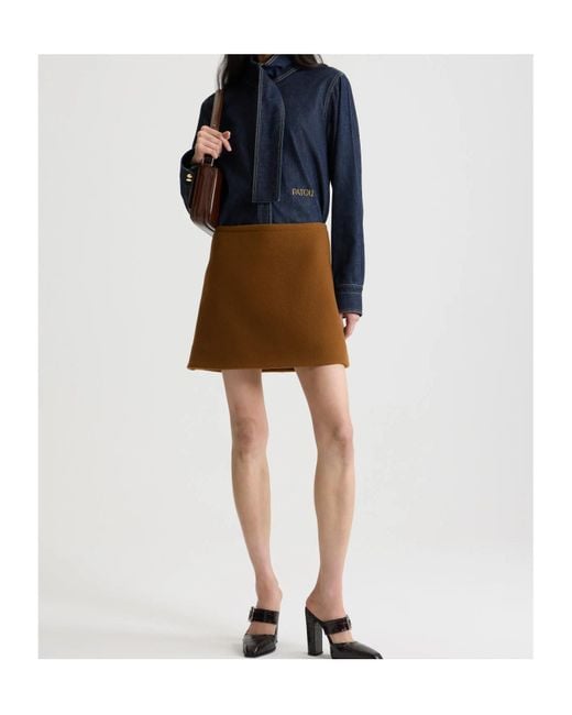 Patou Blue Scarf-Collar Denim Shirt