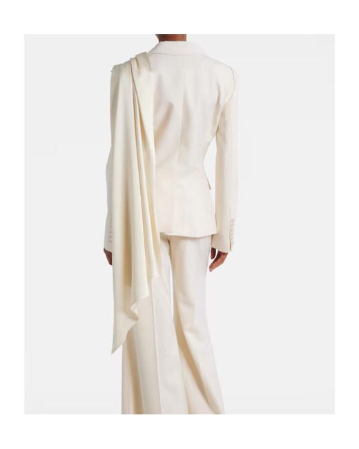 Nina Ricci White Scarf-Detail Virgin Wool Gabardine Blazer