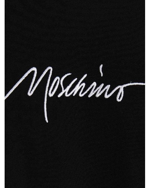 Moschino Black Logo Embroidered Crewneck T-Shirt for men